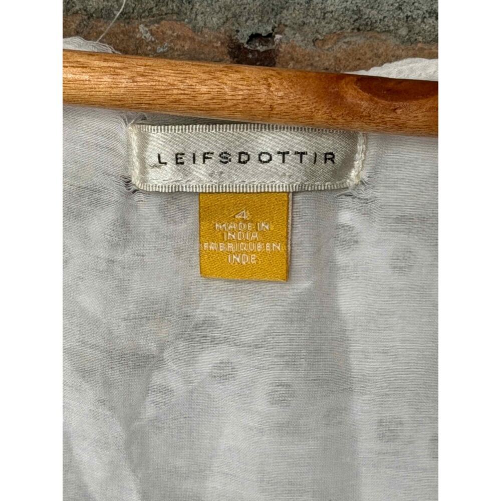 Leifsdottir Anthropologie White Eyelet Beaded Cotton Silk Top Boho Size 4 - Picture 3 of 8